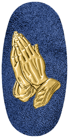 DASOV 516 GD SH BL Gold Praying Hands Shimmer Blue Background